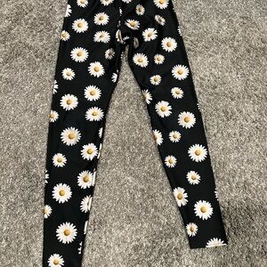 Terez Black Daisy Print Kids Leggings